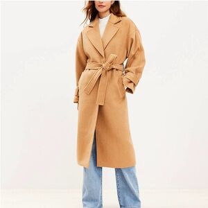 Loft Modern Tie Waist Trench Coat wool blend